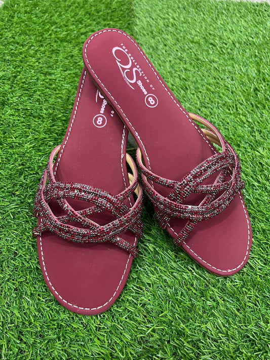 Beaded Cross-Strap Flexible Flats for Women & Girls