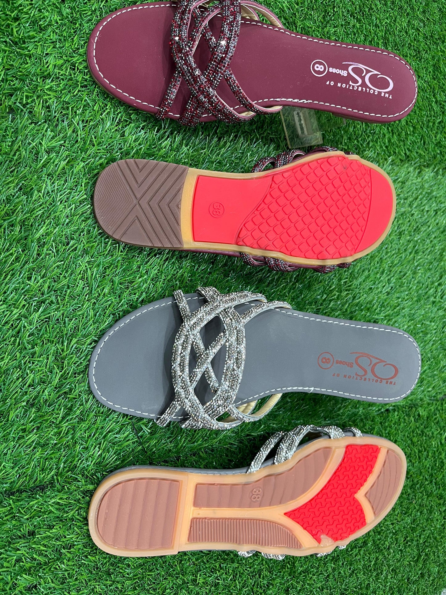 Beaded Cross-Strap Flexible Flats for Women & Girls